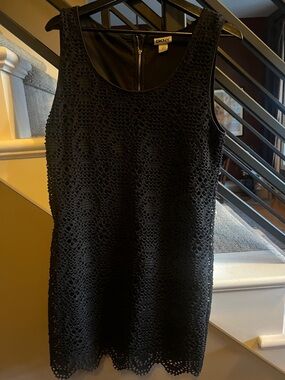 DKNY Black Crochet Mini Dress